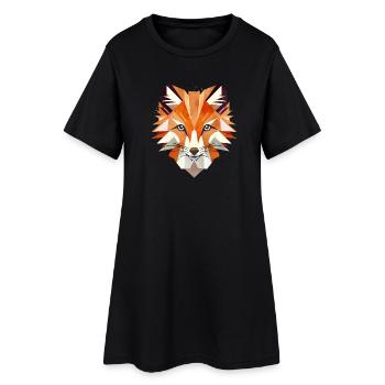 Faszinierender Fuchs in warmen Farben - Frauen T-Shirt-Kleid - Schwarz - Vorne