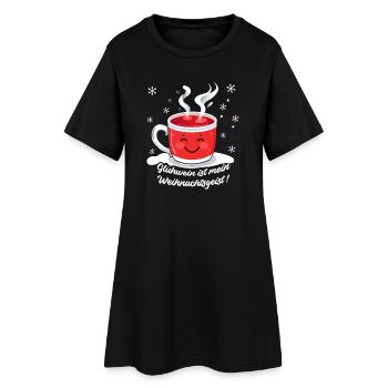 Glühwein: Weihnachtsgeist in der Tasse - Frauen T-Shirt-Kleid - Schwarz - Vorne