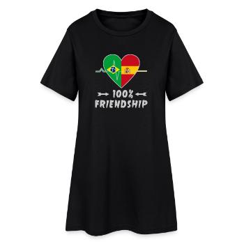 Brasilien und Spanien 100% Freundschaft - Frauen T-Shirt-Kleid - Schwarz - Vorne