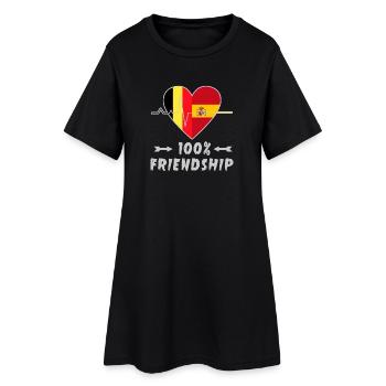 100 % amitié entre la Belgique et l'Espagne - Robe T-shirt Femme - noir - Devant