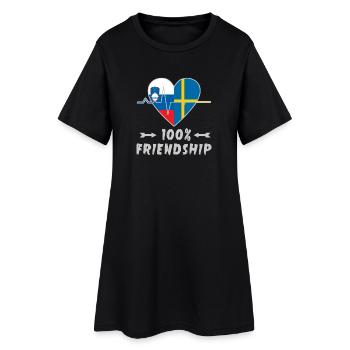 Slowenien und Schweden 100% Freundschaft - Frauen T-Shirt-Kleid - Schwarz - Vorne