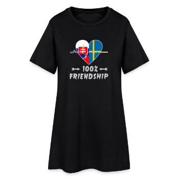 Slowakei und Schweden 100% Freundschaft - Frauen T-Shirt-Kleid - Schwarz - Vorne
