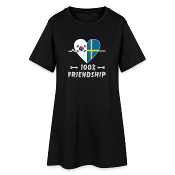 100 % amitié entre la Corée du Sud et la Suède - Robe T-shirt Femme - noir - Devant