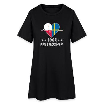 100 % amitié entre la Pologne et la Suède - Robe T-shirt Femme - noir - Devant