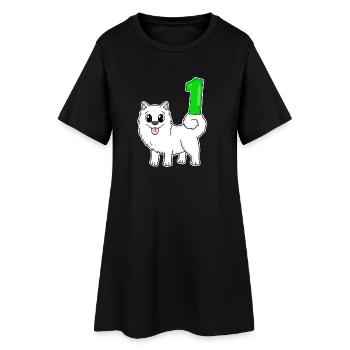 Numéro 1 Numéro Un - Motif Chien Samoyède - Robe T-shirt Femme - noir - Devant