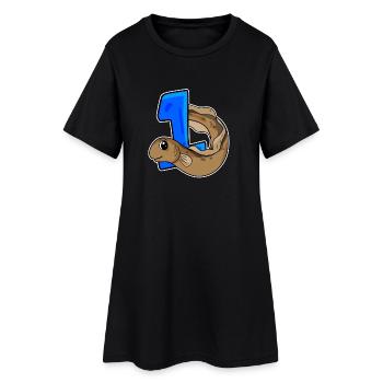 Zahl 1 Nummer Eins - Aal Fische Motiv - Frauen T-Shirt-Kleid - Schwarz - Vorne