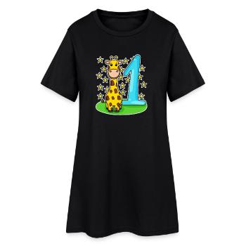 Numéro 1 Numéro Un - Motif Girafe - Robe T-shirt Femme - noir - Devant