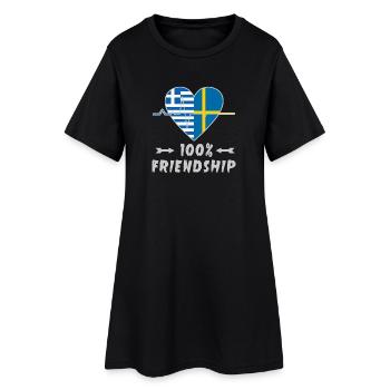 100 % amitié entre la Grèce et la Suède - Robe T-shirt Femme - noir - Devant