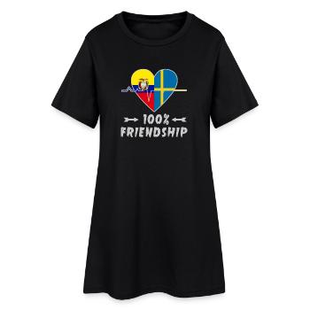 Ecuador und Schweden 100% Freundschaft - Frauen T-Shirt-Kleid - Schwarz - Vorne