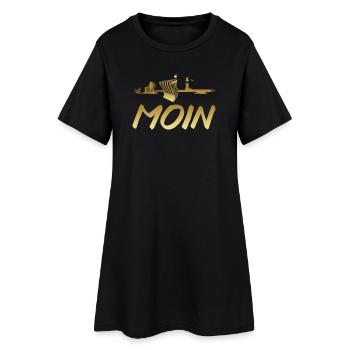 Moin - Frauen T-Shirt-Kleid - Schwarz - Vorne