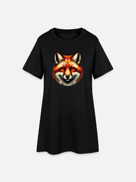 Fuchs - Frauen T-Shirt-Kleid - Schwarz