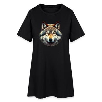 Loup - Robe T-shirt Femme - noir - Devant
