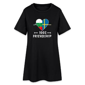 100 % amitié entre la Bulgarie et la Suède - Robe T-shirt Femme - noir - Devant