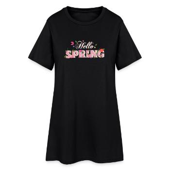 Bonjour le printemps - Robe T-shirt Femme - noir - Devant
