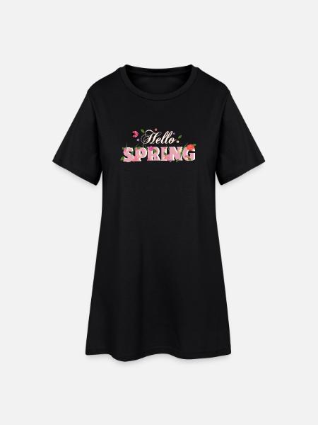 Bonjour le printemps - Robe T-shirt Femme - noir