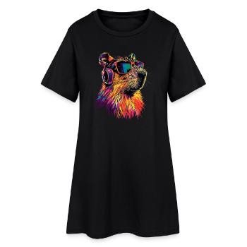 Lunettes de soleil Capybara Coloré Popart Capybara - Robe T-shirt Femme - noir - Devant