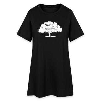 OAK Eichen mit Informationen Naturschutz Baum Wald - Frauen T-Shirt-Kleid - Schwarz - Vorne