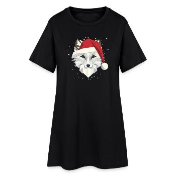 Renard arctique drôle dans un design festif de Noël - Robe T-shirt Femme - noir - Devant
