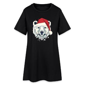 Christmas Polar Bear in Modern Geometric Style - Women’s T-Shirt Dress - black - Front