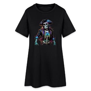 Pirate Skeleton Illustration - Women’s T-Shirt Dress - black - Front