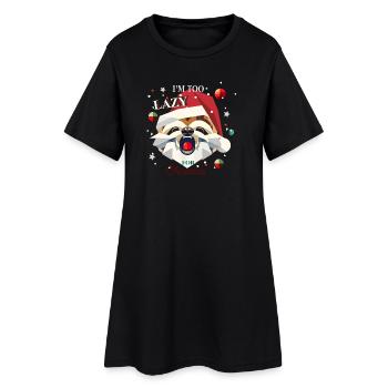 Entspannt durch die Weihnachtszeit – das Faultier - Frauen T-Shirt-Kleid - Schwarz - Vorne