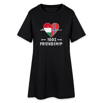 Ungarn und Norwegen 100% Freundschaft - Frauen T-Shirt-Kleid - Schwarz - Vorne
