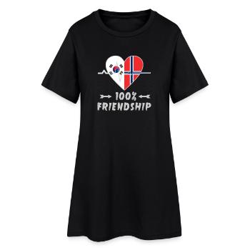 100 % amitié entre la Corée du Sud et la Norvège - Robe T-shirt Femme - noir - Devant
