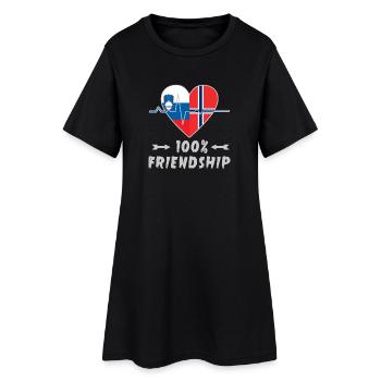 Slowenien und Norwegen 100% Freundschaft - Frauen T-Shirt-Kleid - Schwarz - Vorne