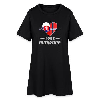 Slowakei und Norwegen 100% Freundschaft - Frauen T-Shirt-Kleid - Schwarz - Vorne