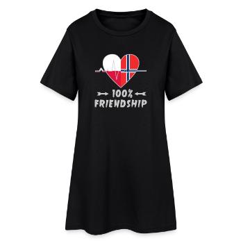 Polen und Norwegen 100% Freundschaft - Frauen T-Shirt-Kleid - Schwarz - Vorne