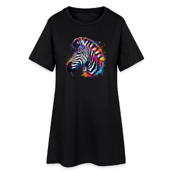 Zebra - Frauen T-Shirt-Kleid - Schwarz - Vorne