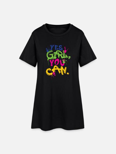 girl yes you can - Women’s T-Shirt Dress - black