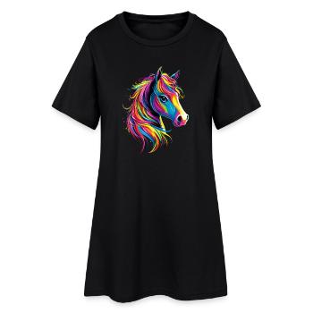 Balade à poney Poney Cavalier Poulain Équitation Ferme à poneys - Robe T-shirt Femme - noir - Devant