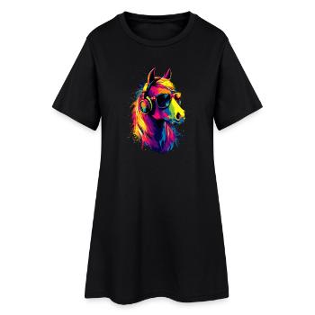 Pony Reitpony Fohlen Reiterin Ponys Reiten Ponyhof - Frauen T-Shirt-Kleid - Schwarz - Vorne
