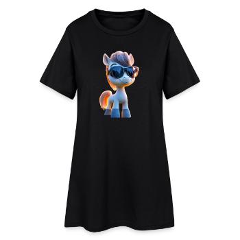 Pony Reitpony Fohlen Reiterin Ponys Reiten Ponyhof - Frauen T-Shirt-Kleid - Schwarz - Vorne