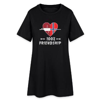Lettland und Norwegen 100% Freundschaft - Frauen T-Shirt-Kleid - Schwarz - Vorne
