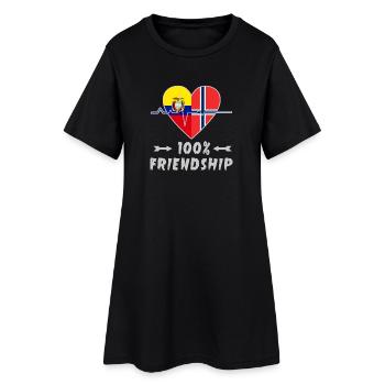 Ecuador und Norwegen 100% Freundschaft - Frauen T-Shirt-Kleid - Schwarz - Vorne