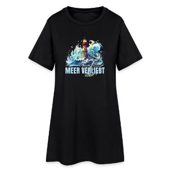 Meer verliebt - Frauen T-Shirt-Kleid - Schwarz - Vorne