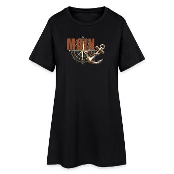 Moin - Frauen T-Shirt-Kleid - Schwarz - Vorne