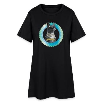Theodosia Katzenstatue Ra - Frauen T-Shirt-Kleid - Schwarz - Vorne