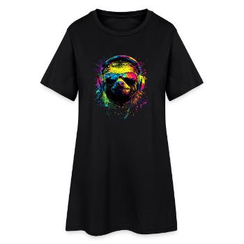 paresseux couleurs colorées pop art paresseux paresseux - Robe T-shirt Femme - noir - Devant