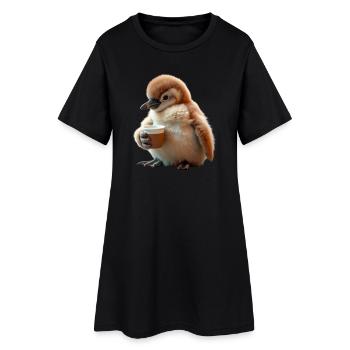 Baby Pesto Pinguin liebt es Kaffee zu trinken - Frauen T-Shirt-Kleid - Schwarz - Vorne
