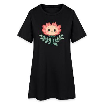Fleur joyeuse - Robe T-shirt Femme - noir - Devant