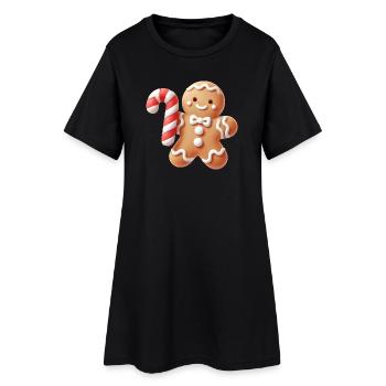 Joyeux bonhomme en pain d’épice avec canne à sucre - Robe T-shirt Femme - noir - Devant