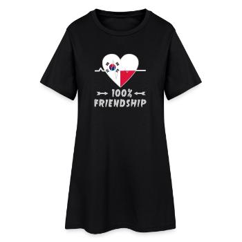 100 % amitié entre la Corée du Sud et la Pologne - Robe T-shirt Femme - noir - Devant