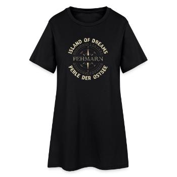 Island of Dreams - Fehmarn - Frauen T-Shirt-Kleid - Schwarz - Vorne