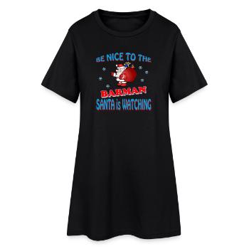 SANTA BARMAN - Frauen T-Shirt-Kleid - Schwarz - Vorne