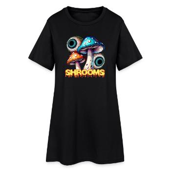 Champignons Psychédéliques Illusion Oeil Art - Robe T-shirt Femme - noir - Devant
