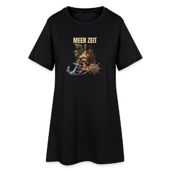 Meer Zeit - Frauen T-Shirt-Kleid - Schwarz - Vorne