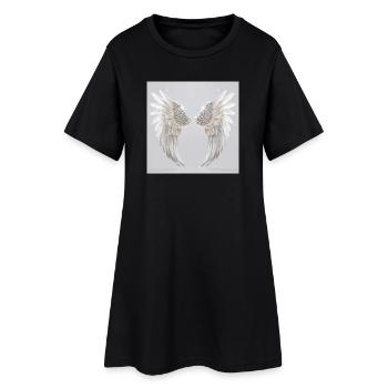 Engelsflügel weiß - Frauen T-Shirt-Kleid - Schwarz - Vorne